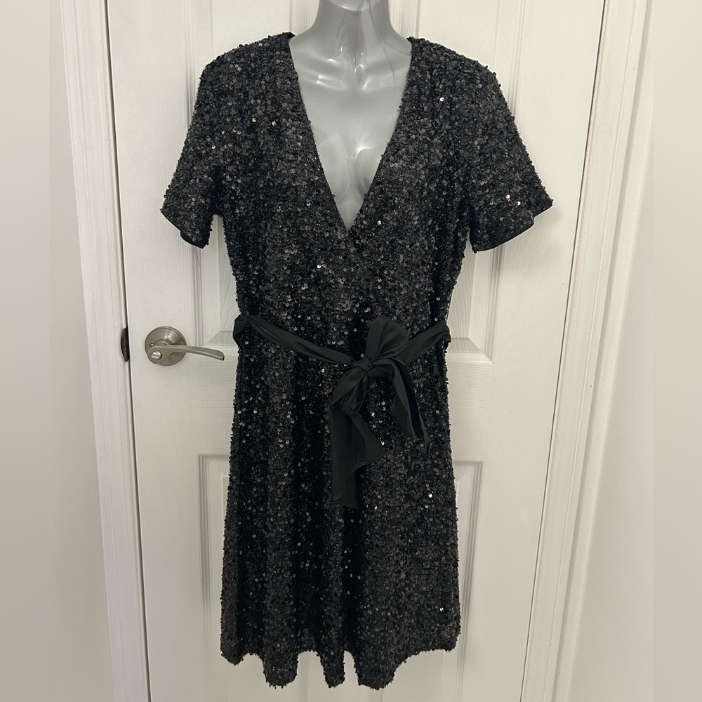 Black Sparkly, Sequinned Dress, Sz L